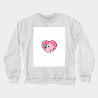 Cute Duck With A Pink Heart Background Crewneck Sweatshirt